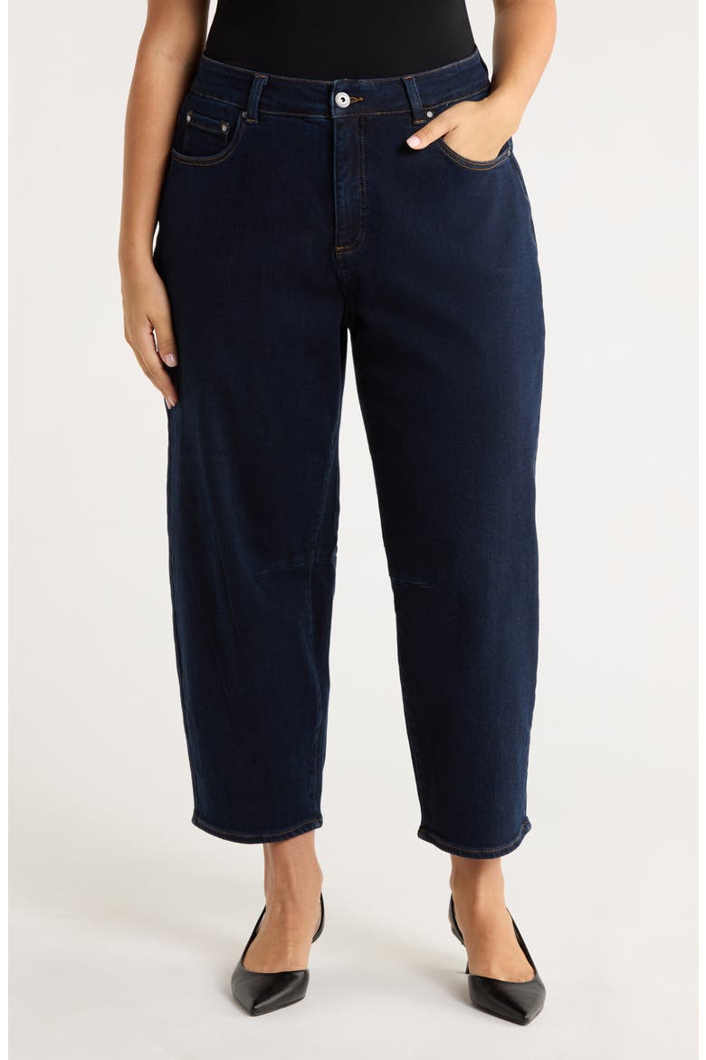 Dakota High Waist Crop Barrel Jeans, Main, color, DARK INDIGO