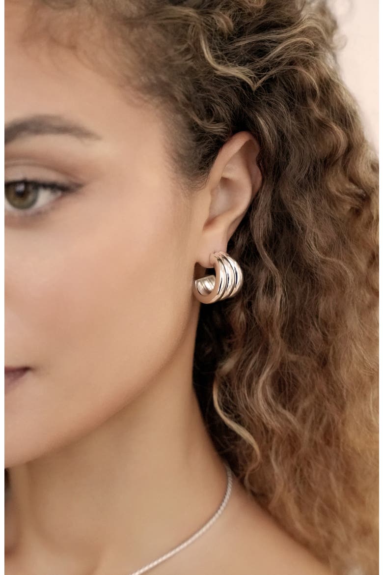 Rooted Vines Medium Hoop Earrings, Alternate, color, SILVER