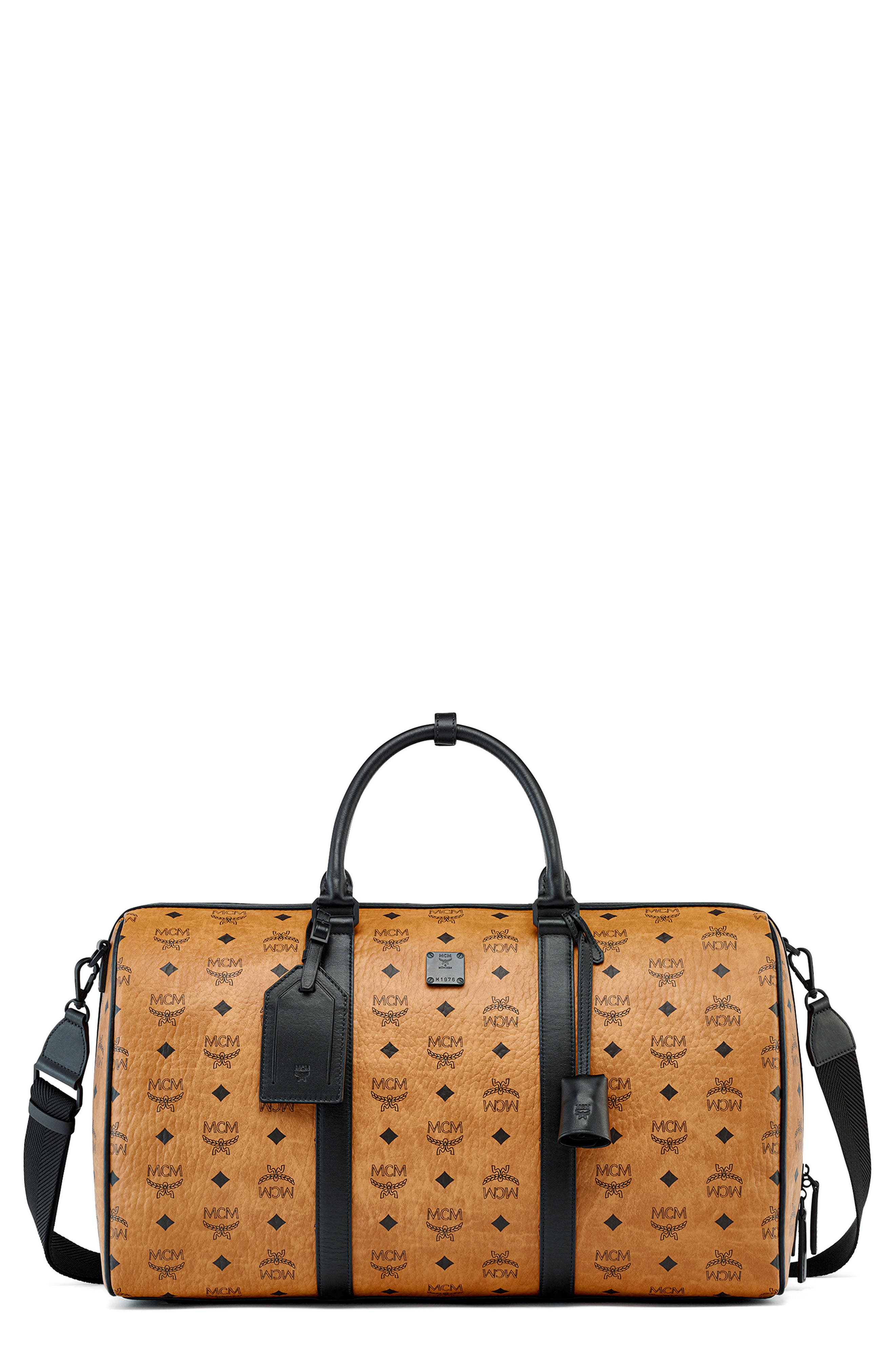 MCM Traveler Visetos Coated Canvas Duffle Bag, Main, color, 