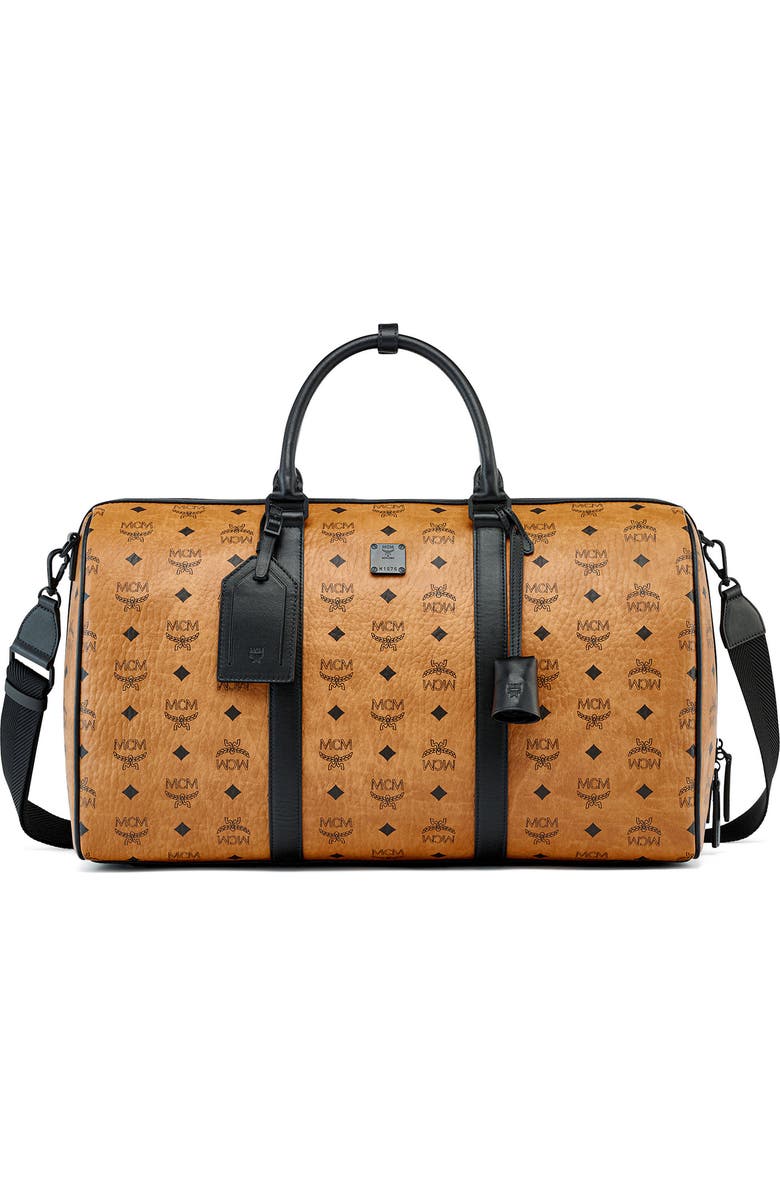 MCM Traveler Visetos Coated Canvas Duffle Bag, Main, color,