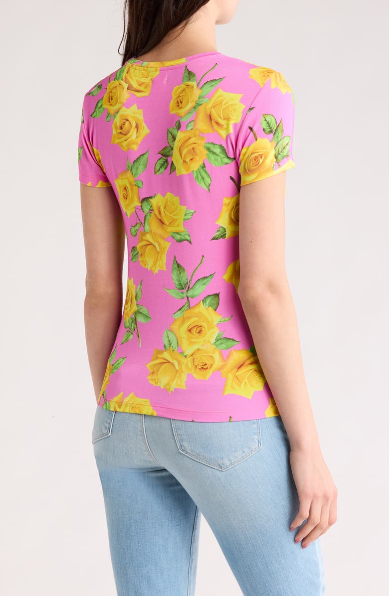 L'AGENCE Ressi Rose Print Crewneck T-Shirt, Alternate, color,