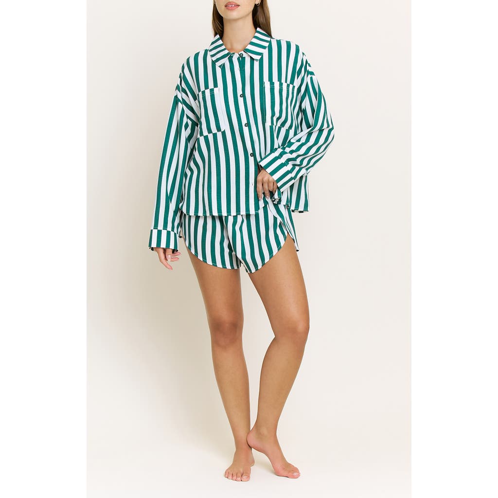 Honeydew Brunch Date Long Sleeve Shorts Pajamas In Green