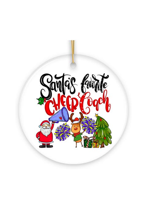 Santas Favorite Cheer Coach Ceramic Ornament