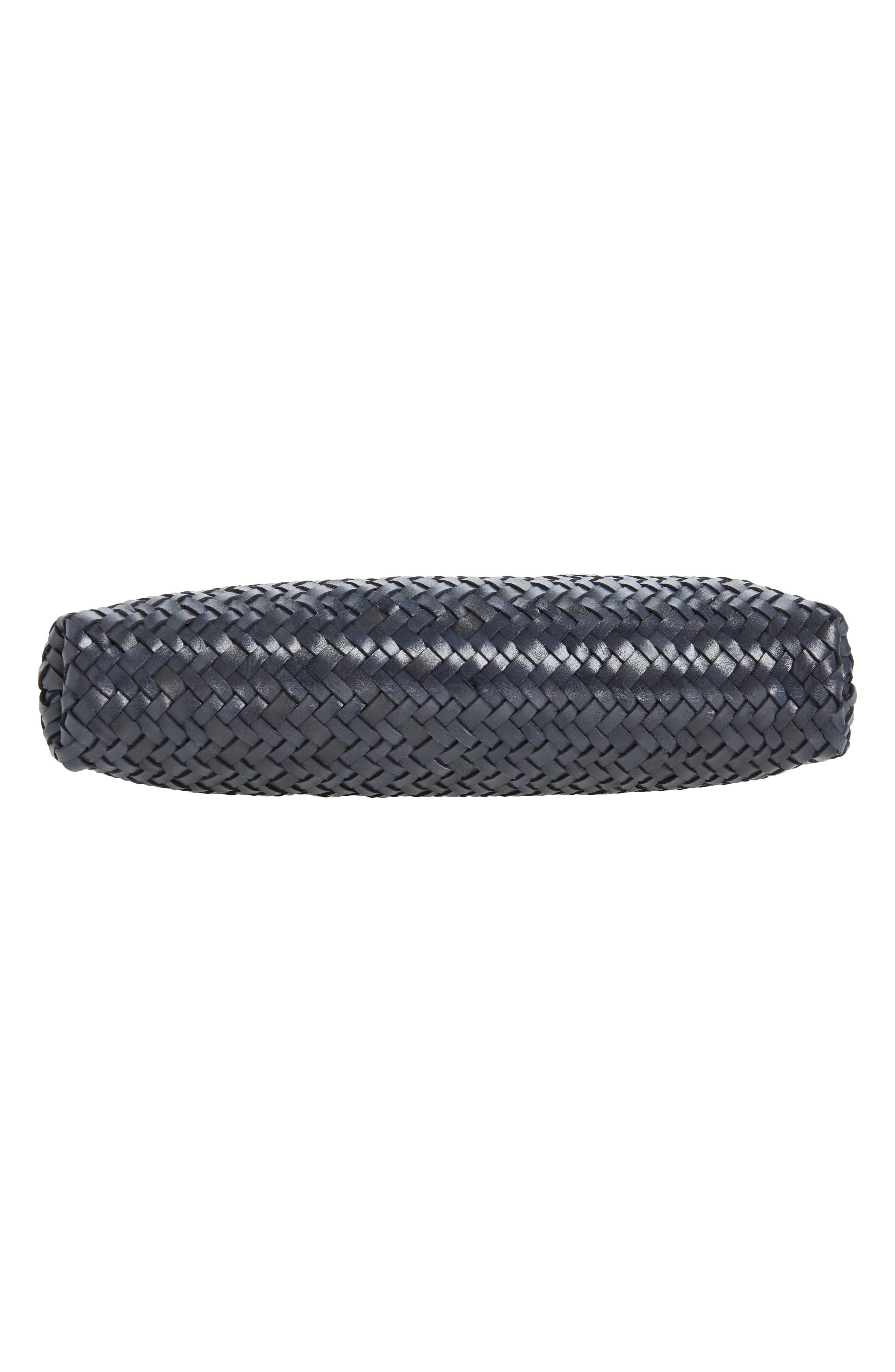 The Signature Woven Leather Clutch, Alternate, color, NIGHTTIME