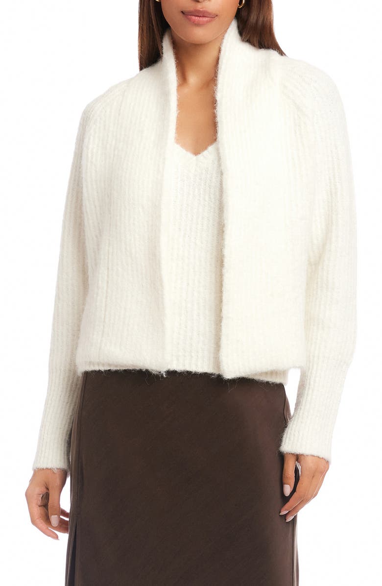 FIFTEEN TWENTY Cely Open Front Cardigan, Main, color, Cream