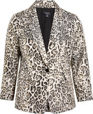 Tahari ASL Leopard Metallic Blazer