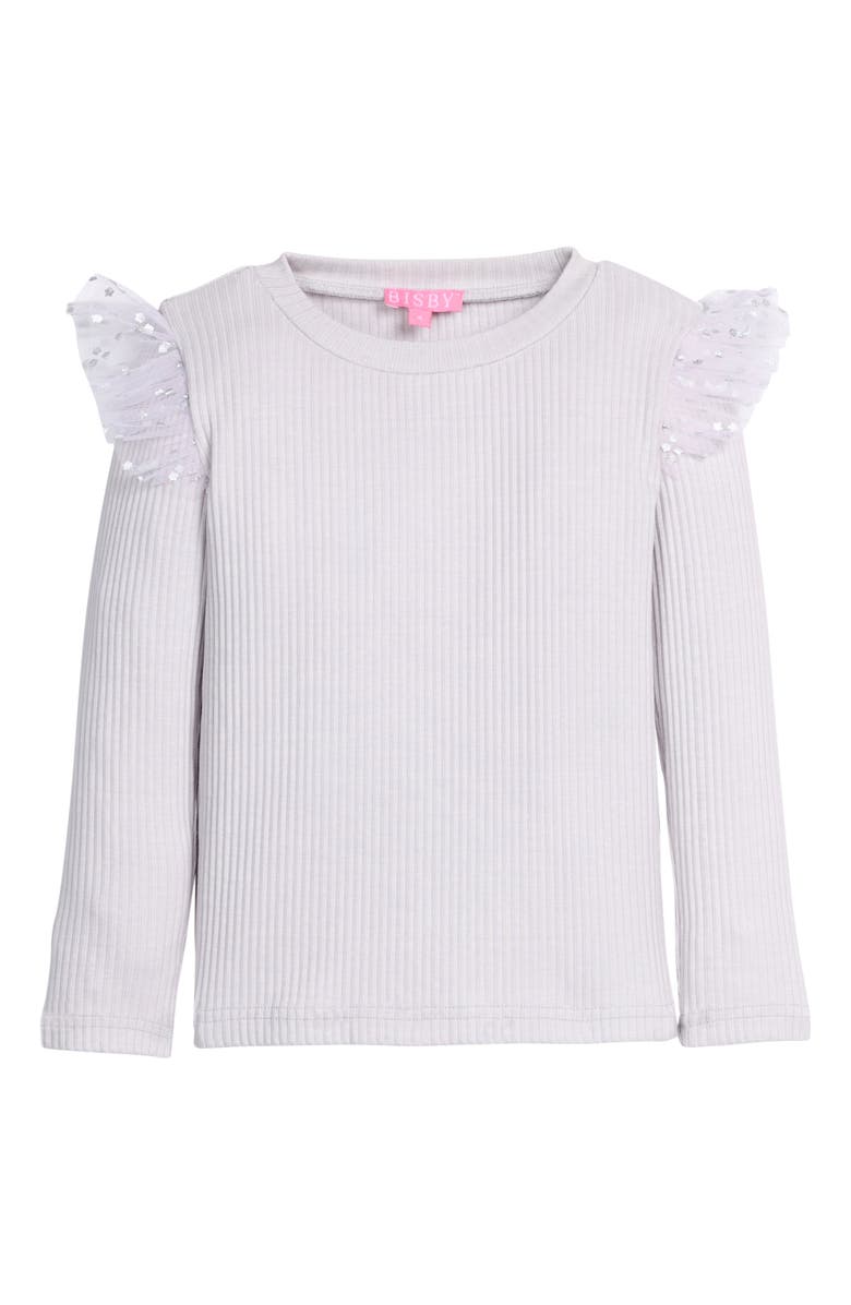 BISBY Kids' Ruffle Sleeve Sadie Top, Alternate, color, Grey & Silver Sparkle Stars