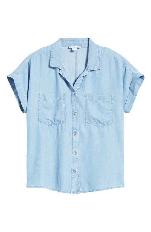 Beachlunchlounge Issey Short Sleeve Chambray Shirt In Blue