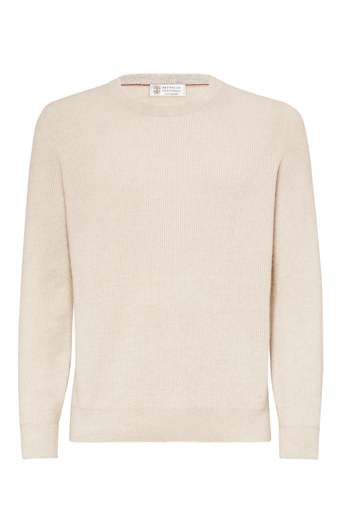 Brunello Cucinelli English Rib Knit Sweater In Sand