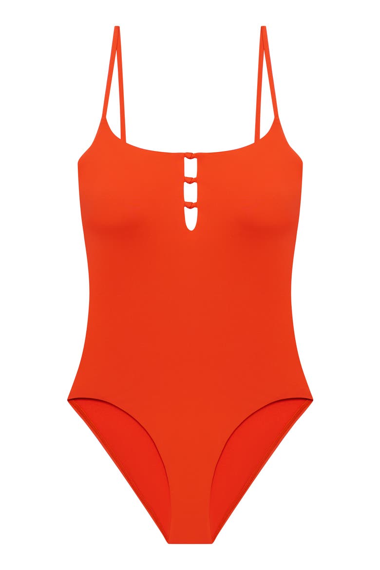 Knotted Keyhole One-Piece Swimsuit, Alternate, color, SUNBURST ORANGE