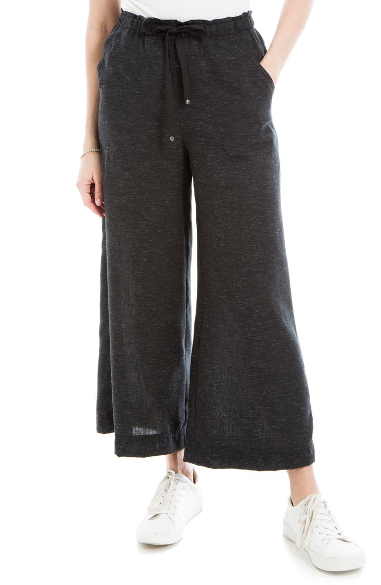 MAX STUDIO Heathered Crop Wide Leg Pants, Main, color, Black