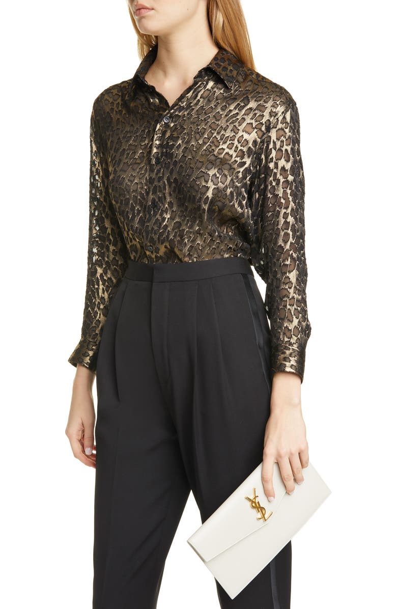 Saint Laurent Uptown Calfskin Leather Envelope Clutch, Alternate, color, 9207 Crema Soft