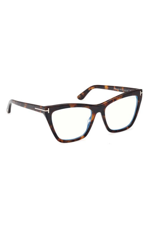 Tom Ford 54mm Cat Eye Blue Light Blocking Optical Glasses In Brown