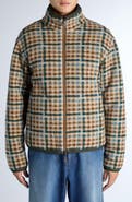 Moncler Grenoble Plaid Fleece Zip Up Cardigan
