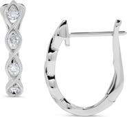 H.J. Namdar 14K White Gold Diamond Milgrain Huggie Hoop Earrings