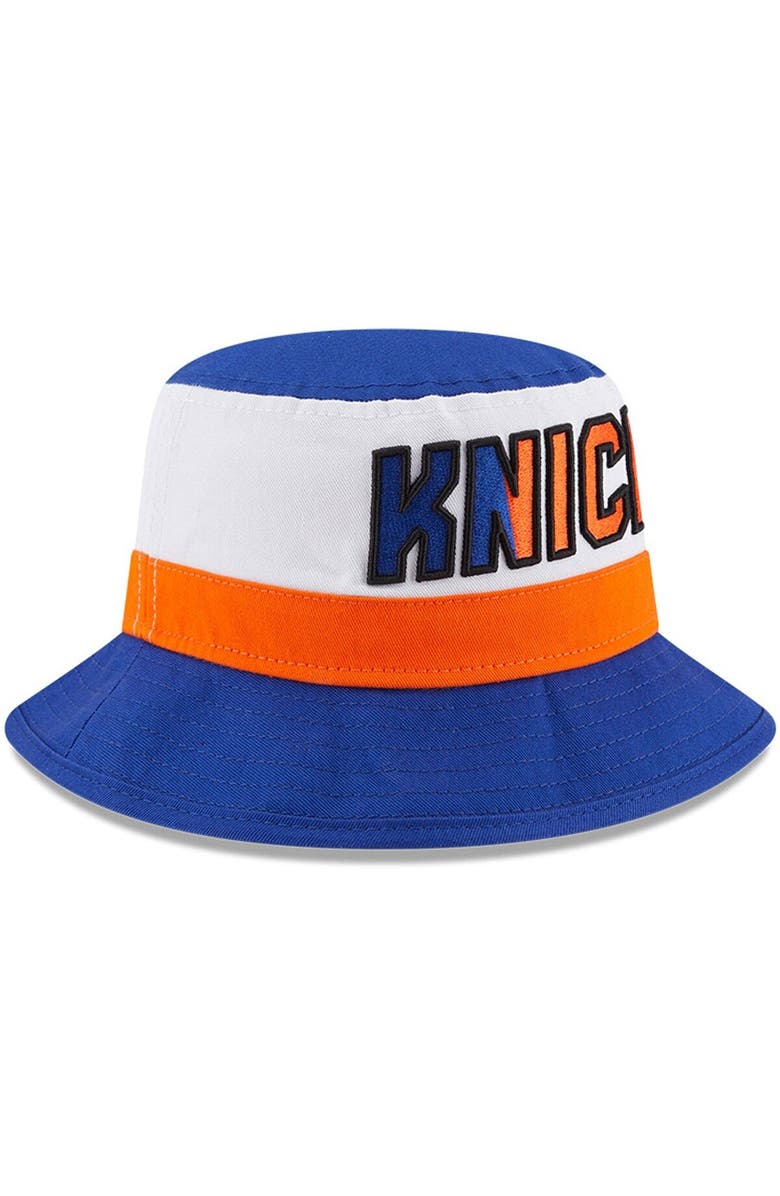 New Era Men's New Era White/Blue New York Knicks Back Half Bucket Hat, Alternate, color, 