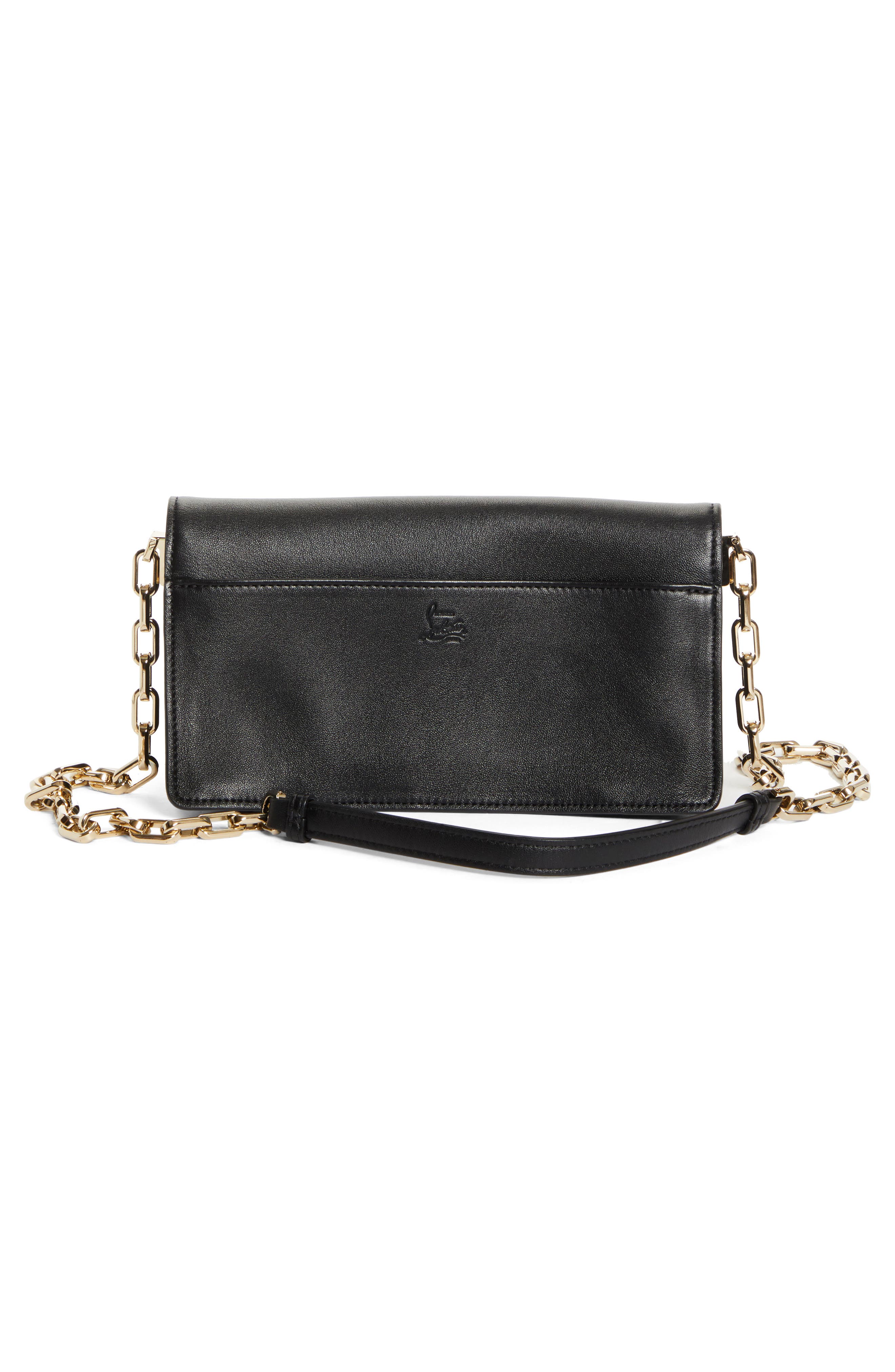 Christian Louboutin Bettina Leather Shoulder Bag, Alternate, color, Black/ Gold