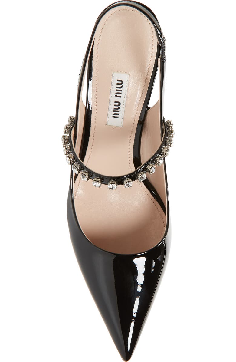 Miu Miu Crystal Strap Pointed Toe Slingback Pump, Alternate, color,