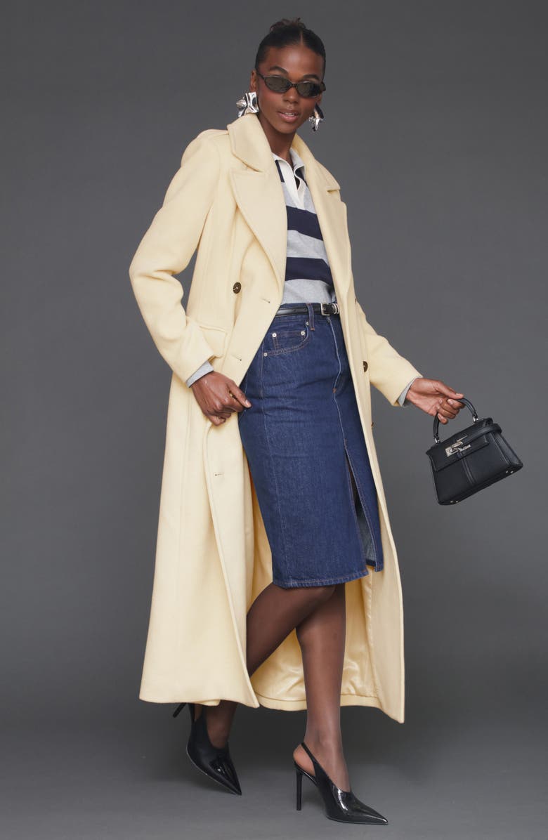 Avec Les Filles Double Breasted Tailored Maxi Coat, Alternate, color, Butter Cream