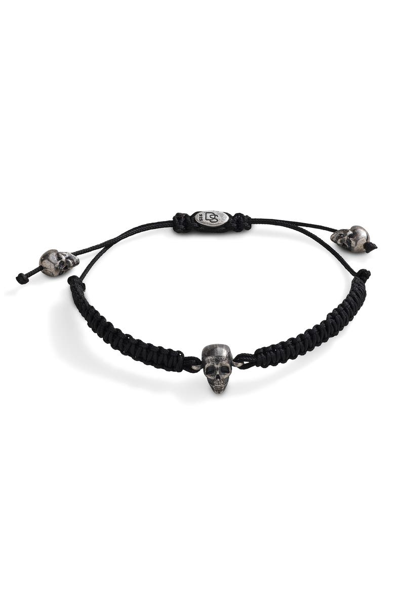 Degs & Sal Black Skull Bead Woven Bracelet, Main, color, Black