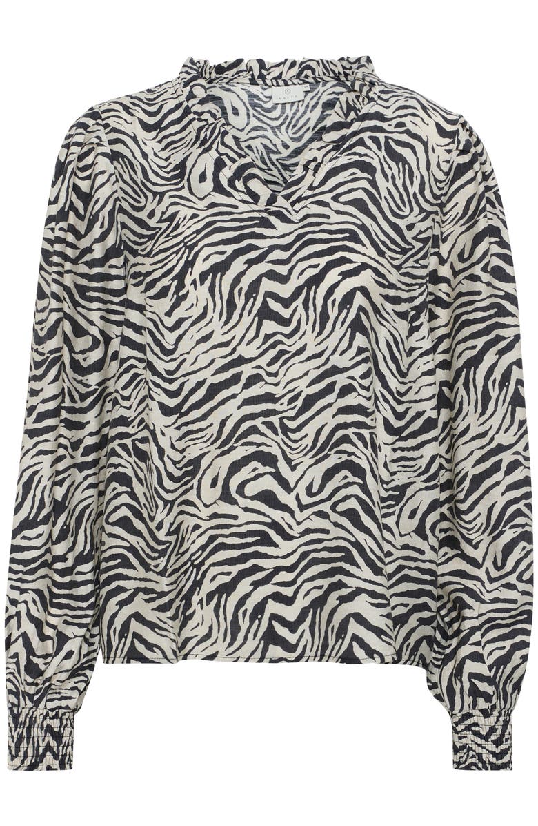 Kaffe KAjodie V-neck Long Sleeve Blouse, Alternate, color, Black Oyster/Moonstruck