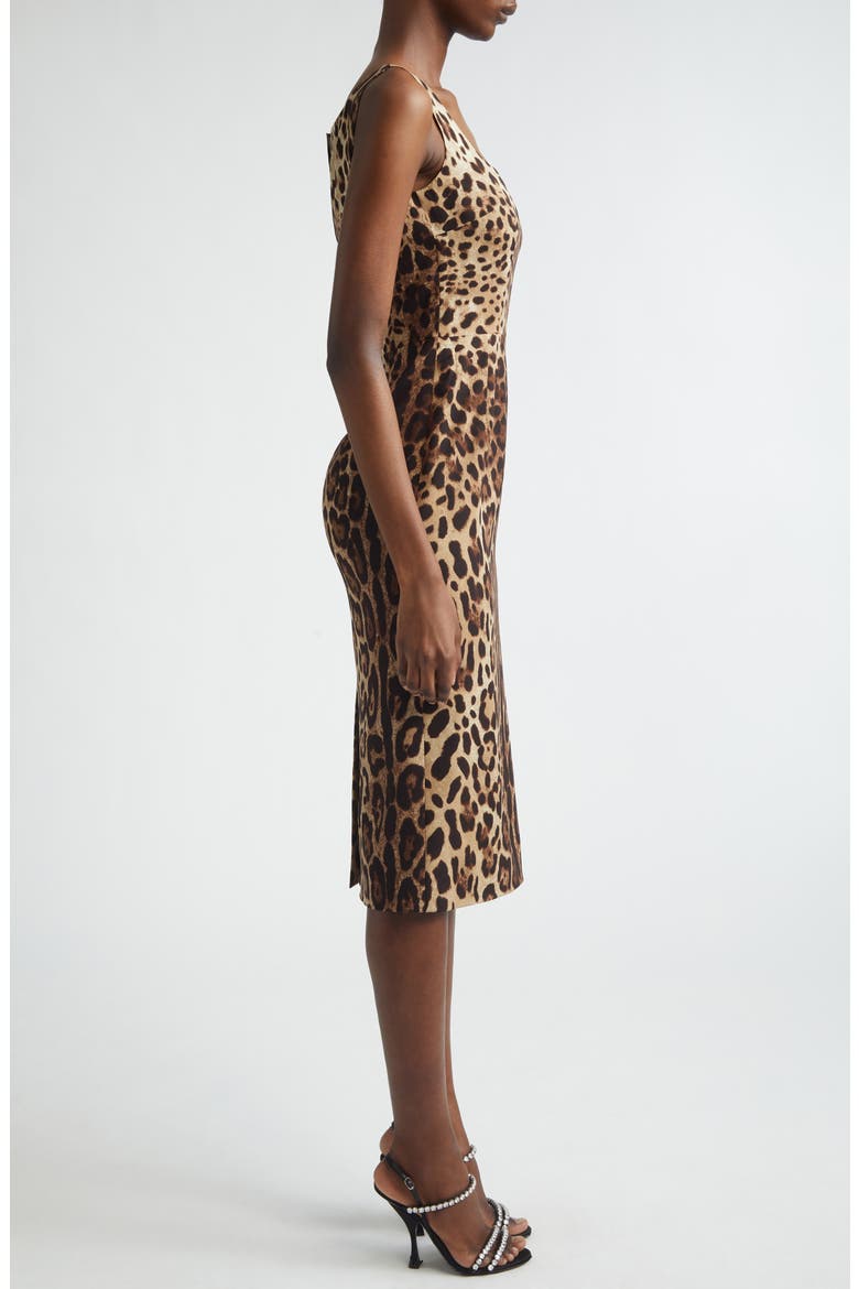 Leopard Print Stretch Silk Charmeuse Sheath Dress, Alternate, color, LEO NEW