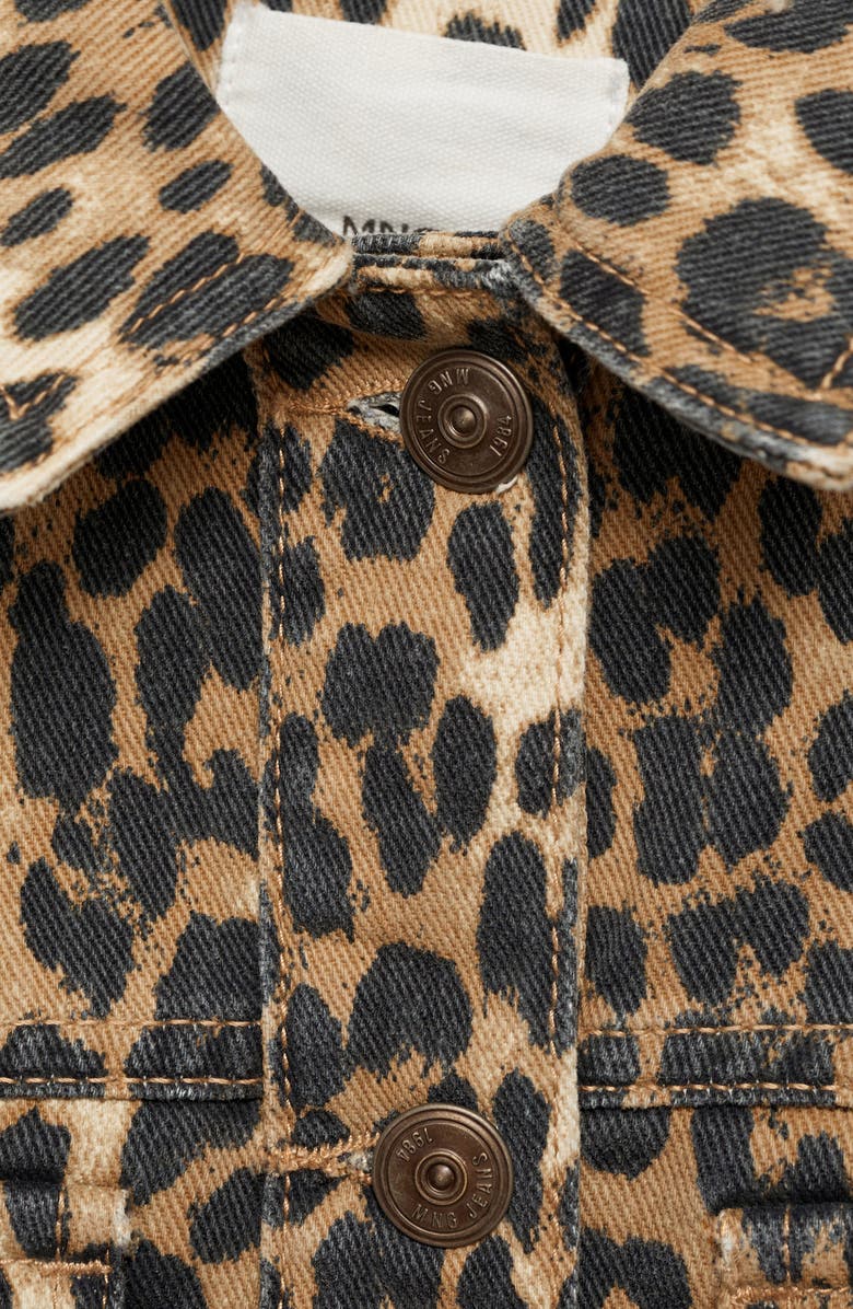 MANGO Leopard Print Denim Trucker Jacket, Alternate, color, 