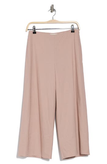 Vince Linen Blend Crop Wide Leg Pants In Rose Pearl