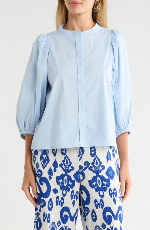 Puff Sleeve Button-Up Top