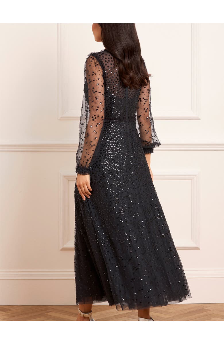 Needle 
Thread Dappled Sequin Long Sleeve Ankle Gown, Alternate, color, Graphite
