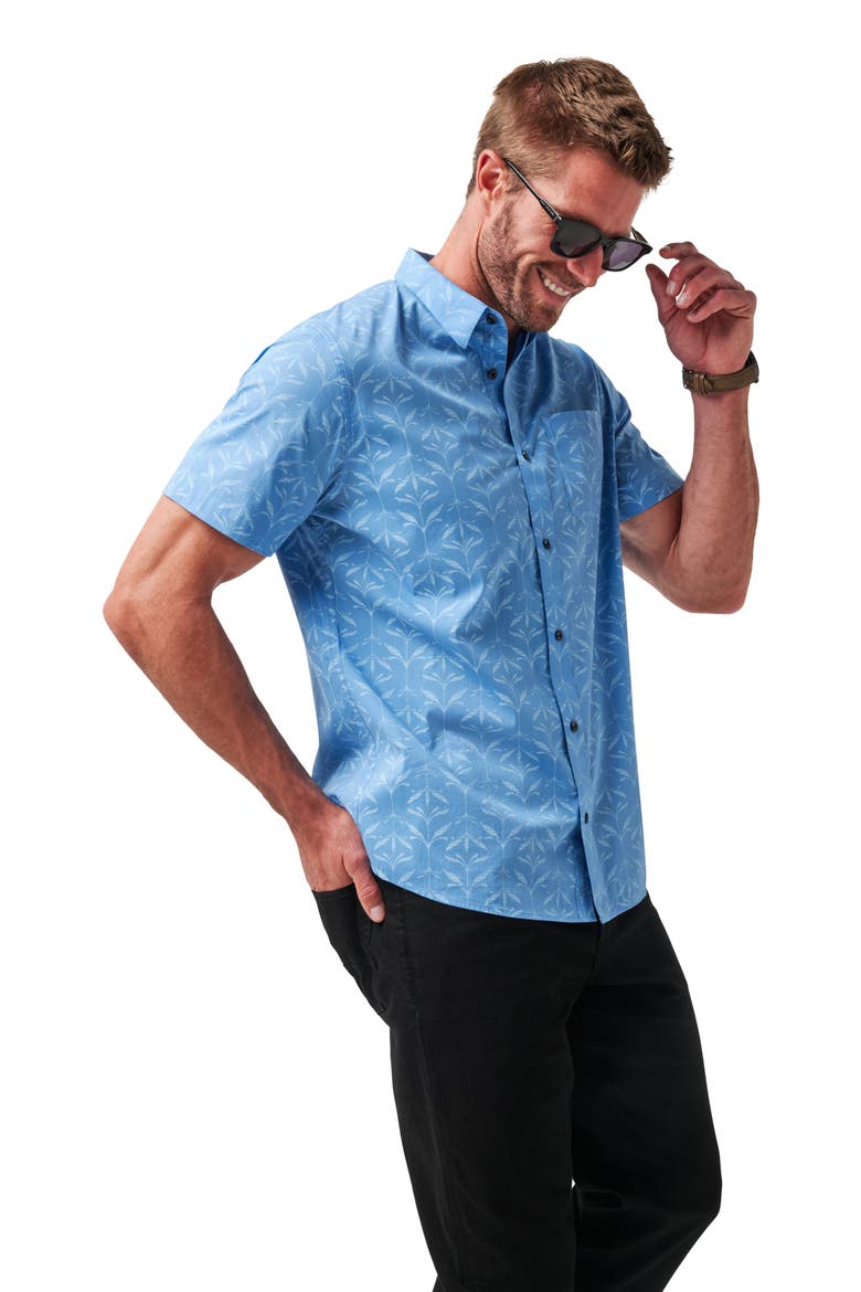 Canopy Breeze Floral Short Sleeve Stretch Cotton Blend Button-Up Shirt, Alternate, color, PACIFIC COAST