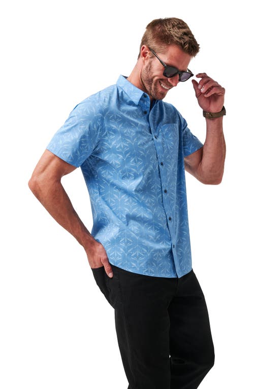Travismathew Canopy Breeze Floral Short Sleeve Stretch Cotton Blend Button-up Shirt In Blue