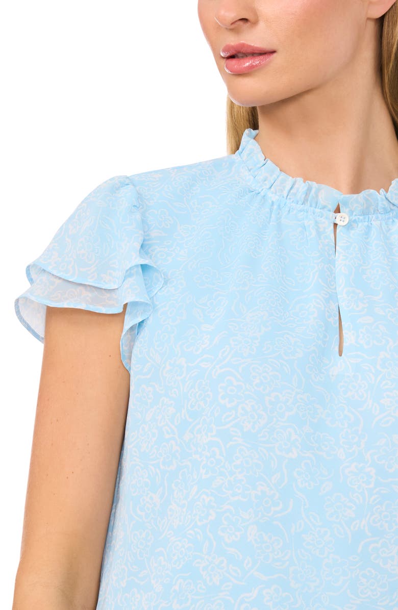 CeCe Flutter Sleeve Keyhole Top, Alternate, color, 