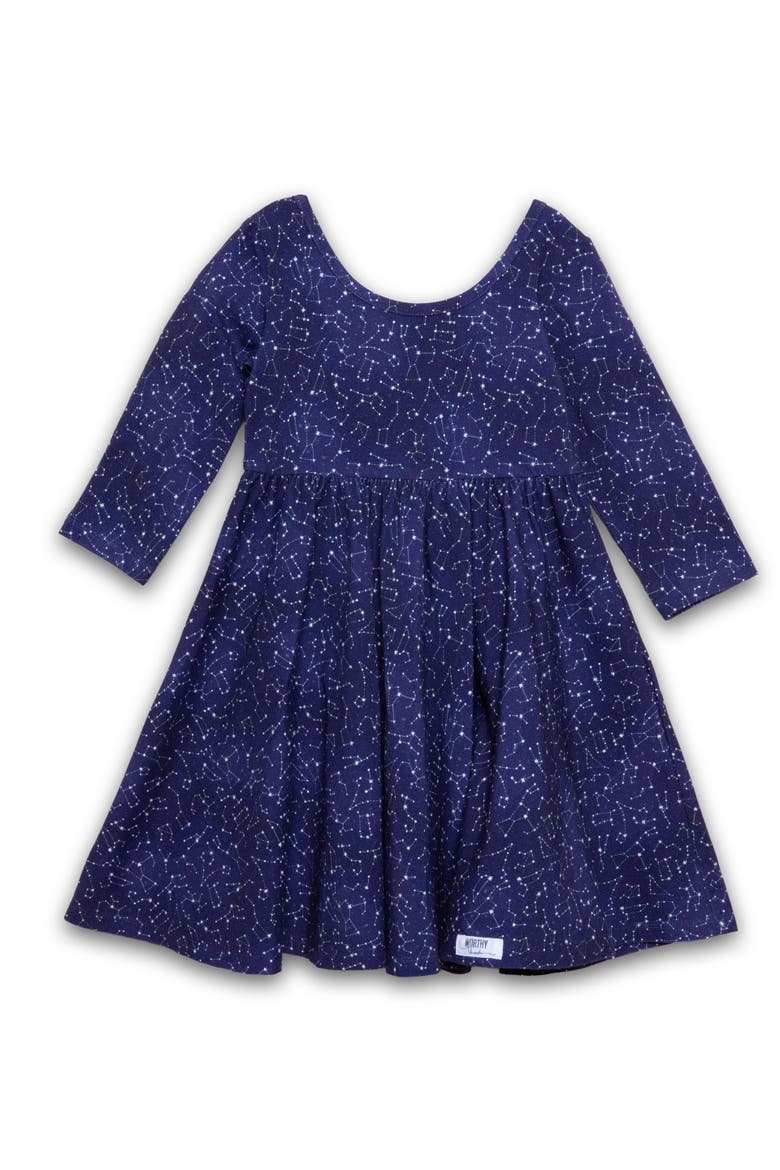 Girls Printed Twirly Dress, Main, color, Constellations