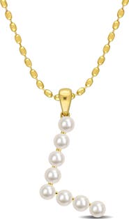 DELMAR 3.5-4mm Freshwater Cultured Pearl Initial Pendant Necklace