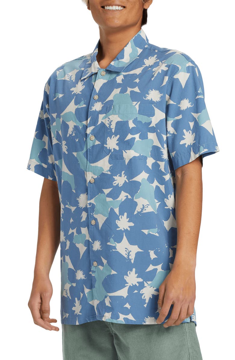 Quiksilver Beach Casual Short Sleeve Button-Up Shirt, Alternate, color, Coronet Blue Prnt 4