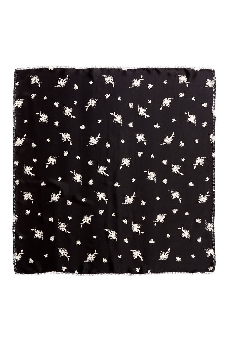 Floral Print Square Silk Scarf (Nordstrom Exclusive), Alternate, color, BLACK ETCH FLOWERS