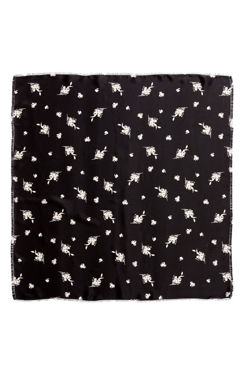 Something Navy Floral Print Square Silk Scarf, Alternate, color,