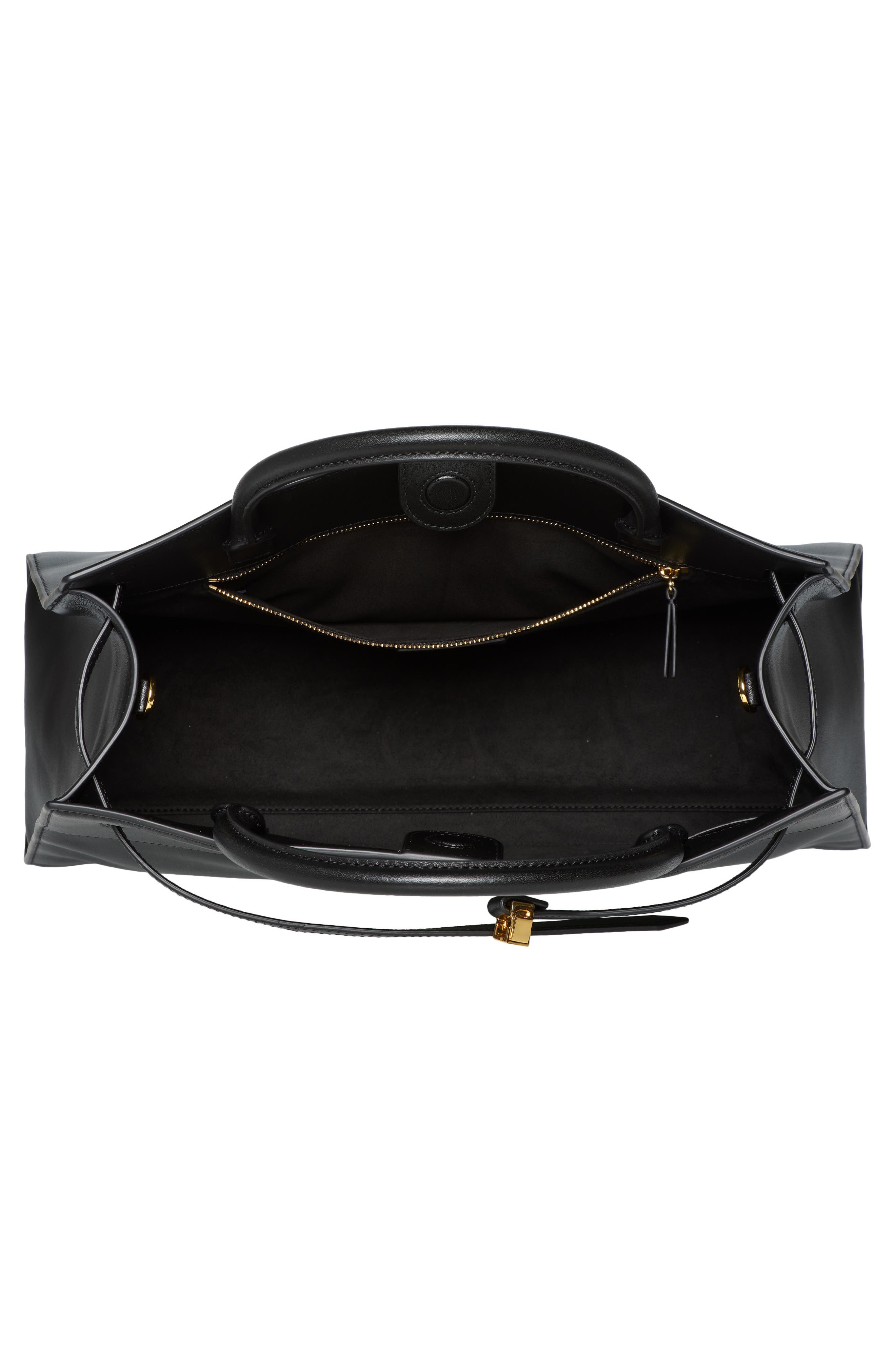 Veronica Beard Large Dash Leather Tote, Alternate, color, Black