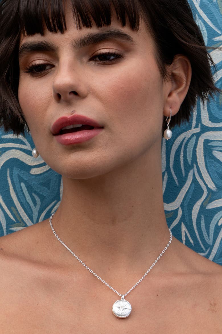 White Baroque Pearl Earrings, Alternate, color, Sterling Silver