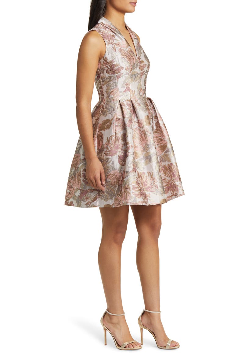 Metallic Jacquard Sleeveless Fit & Flare Dress, Alternate, color, MAUVE