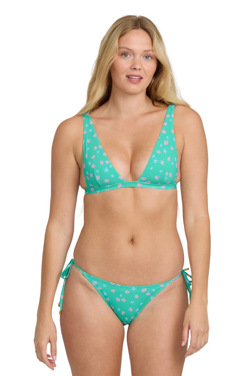 Billabong Shipwrecked Side Tie Tropic Bikini Bottoms, Alternate, color, Green Tropics