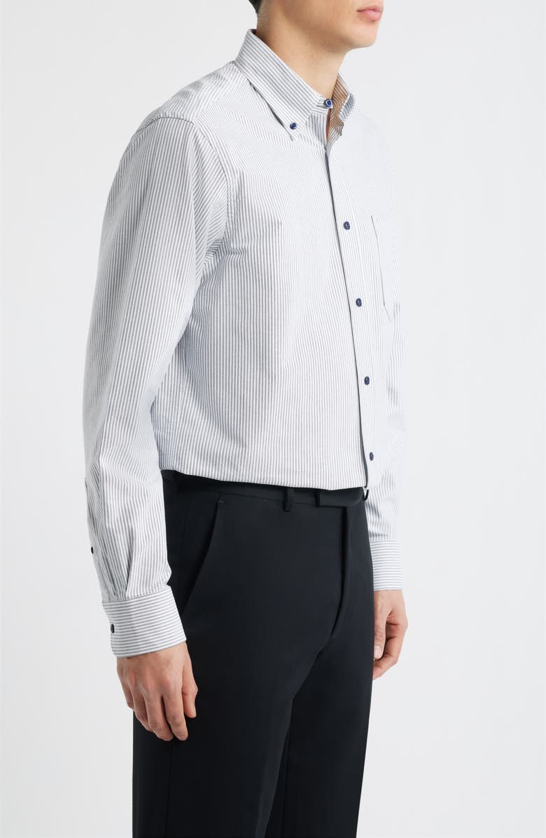 EAGLE Regular Fit Pinstripe Cotton Button-Down Oxford Shirt, Alternate, color, Black