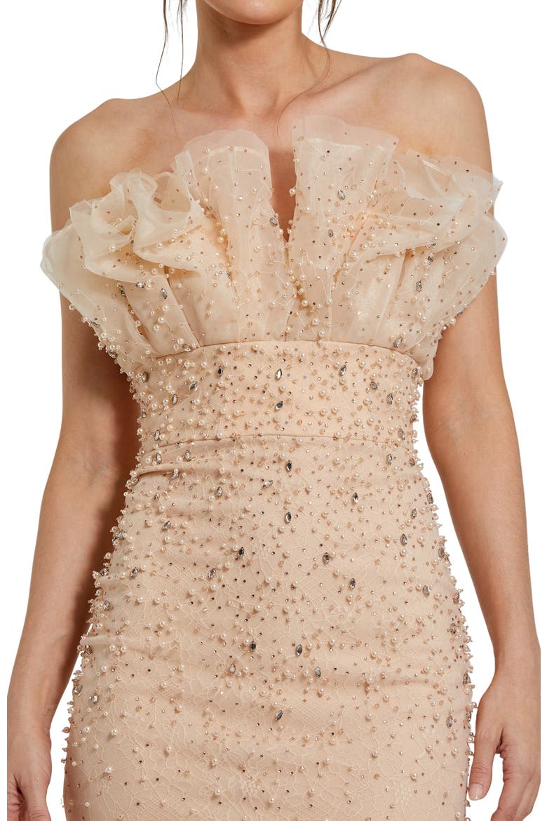 Strapless Embellished Tulle Mermaid Gown, Alternate, color, Porcelain