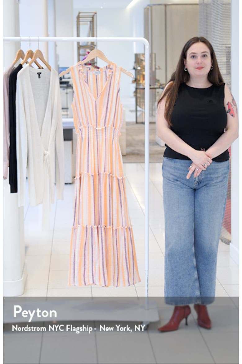 Loulou Stripe Sleeveless Linen Blend Maxi Dress video