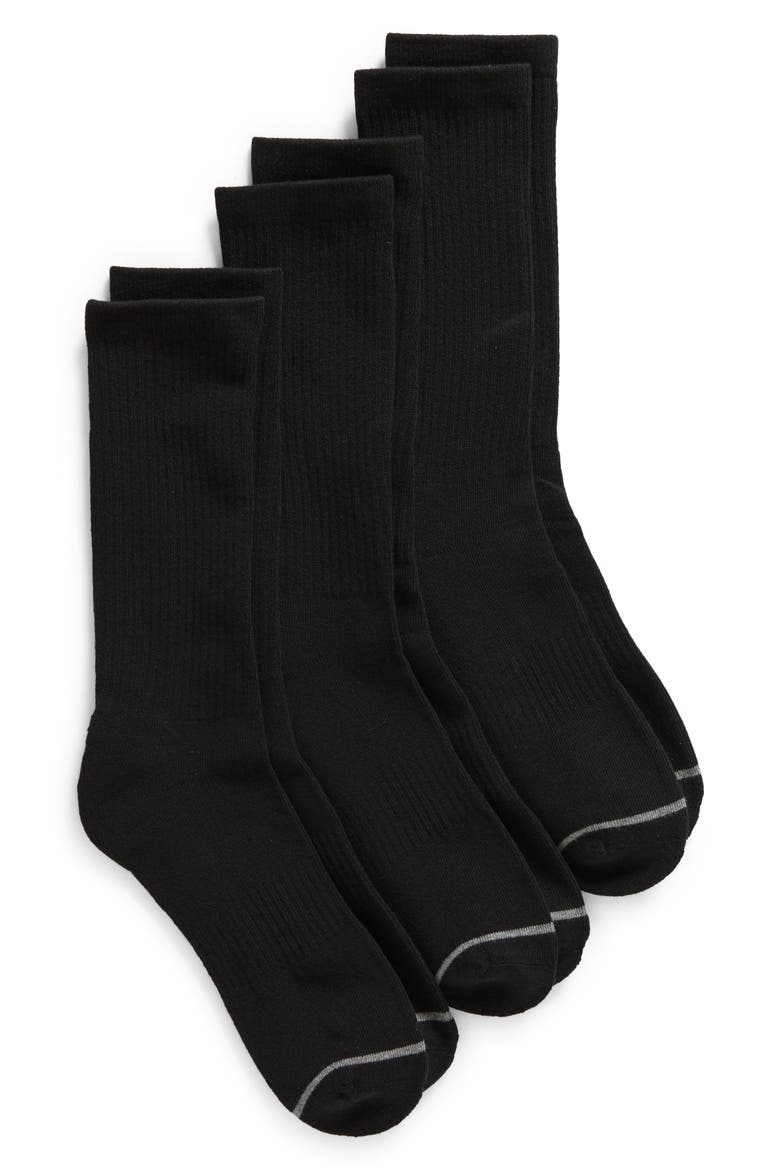 3-Pack Everyday Crew Socks, Main, color, BLACK
