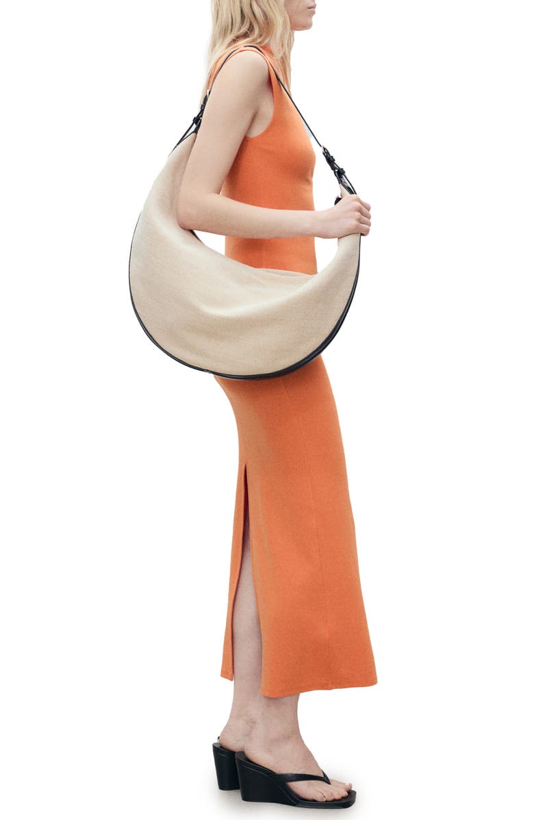 MANGO Curra Ruched Sleeveless Column Dress, Alternate, color, Orange