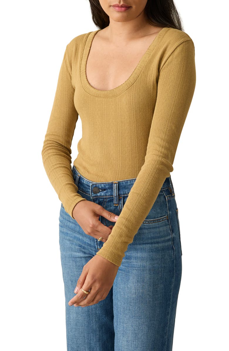 Faherty Pacific Pointelle Scoop Neck Top, Main, color, Antique Bronze