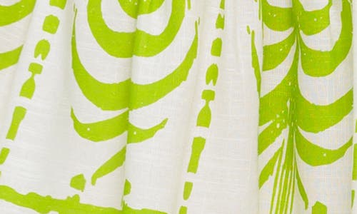 Flying Tomato Abstract Frond Belted Linen Minidress In Green