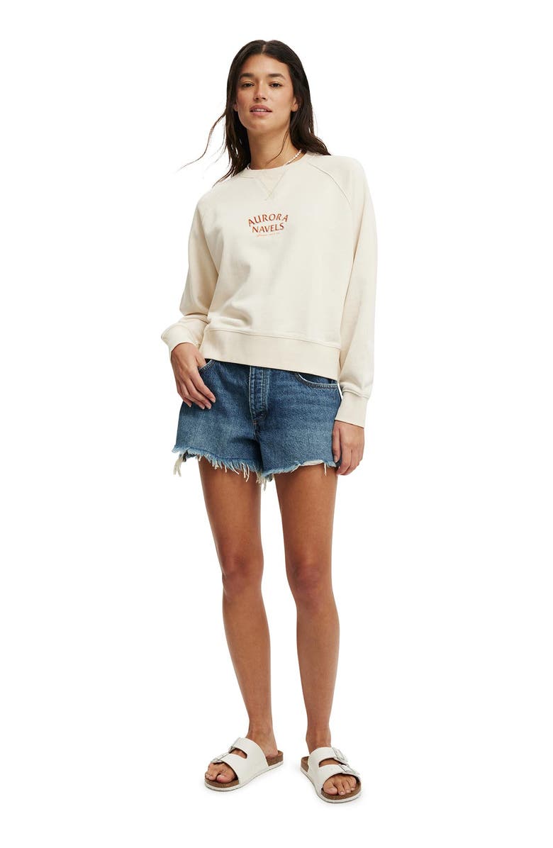 Cotton On Women's Classic Fleece Graphic Raglan Crew Sweatshirt, Alternate, color,